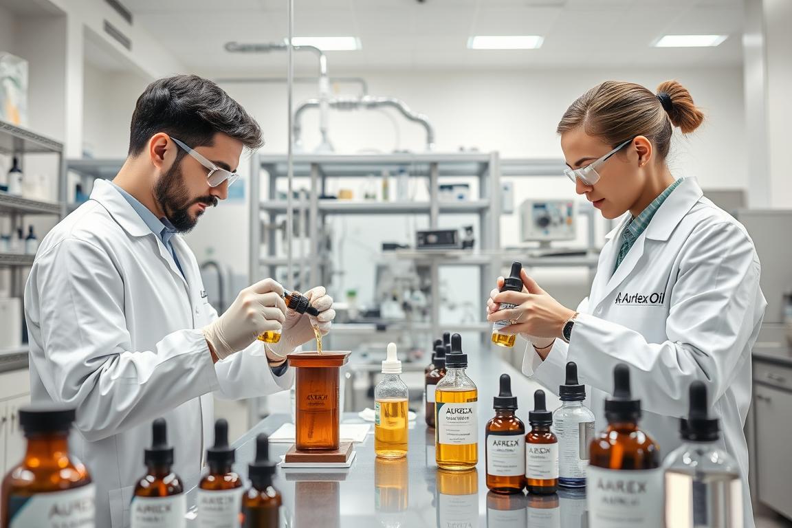Proces produkcji Aurelix Oil w laboratorium