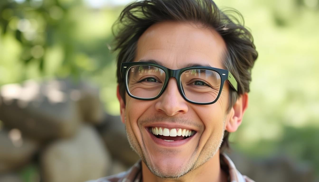 Szczęśliwa osoba ciesząca się poprawą wzroku dzięki Ayur Read Pro