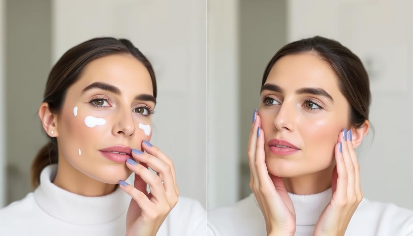 Step-by-step application of Carattia Cream on face