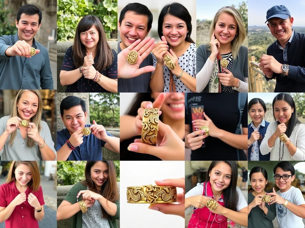 Zadowoleni klienci prezentujący swoje Dragon Pattern Bracelets