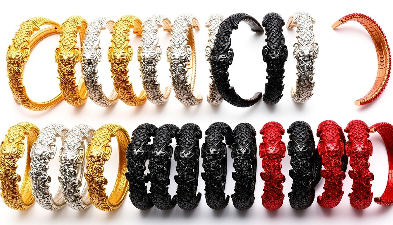 Pełna kolekcja Dragon Pattern Bracelets w różnych kolorach i stylach