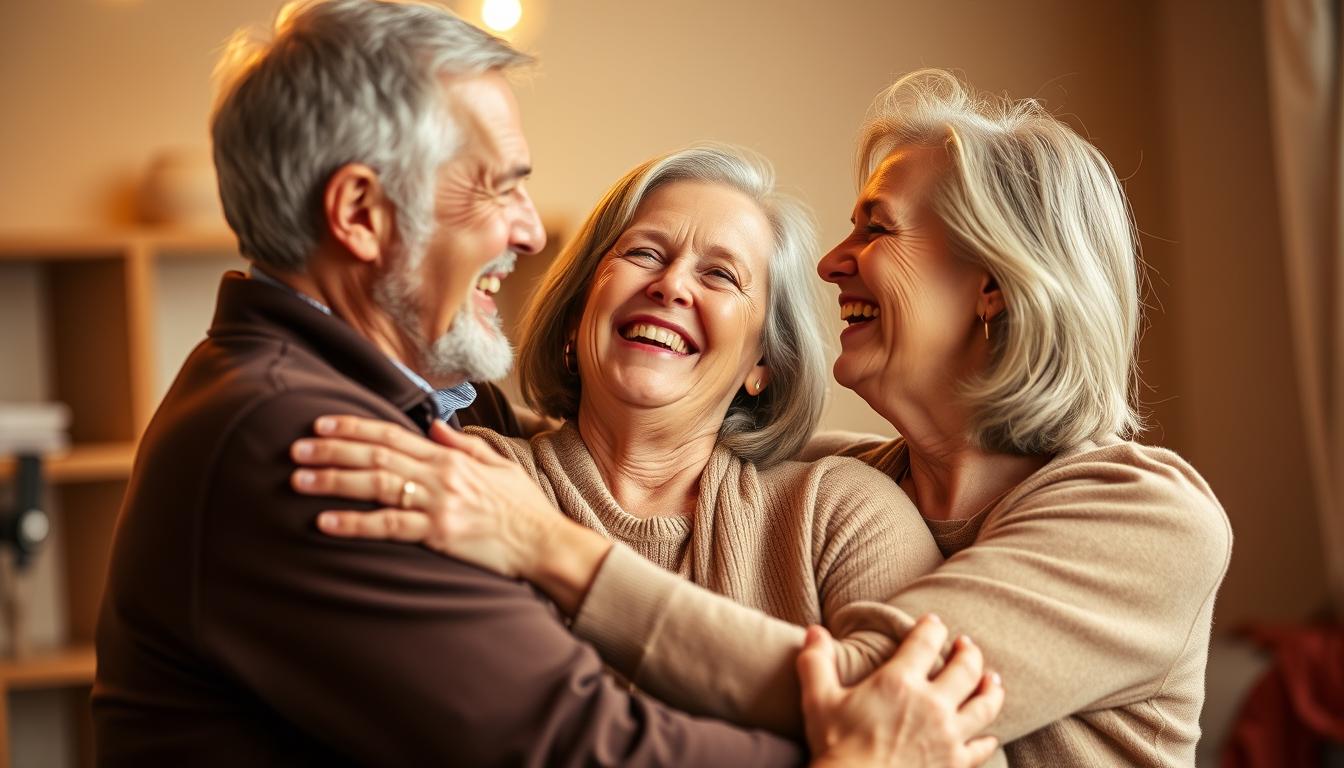 Szczęśliwa para w średnim wieku symbolizująca poprawę życia intymnego dzięki Formelan