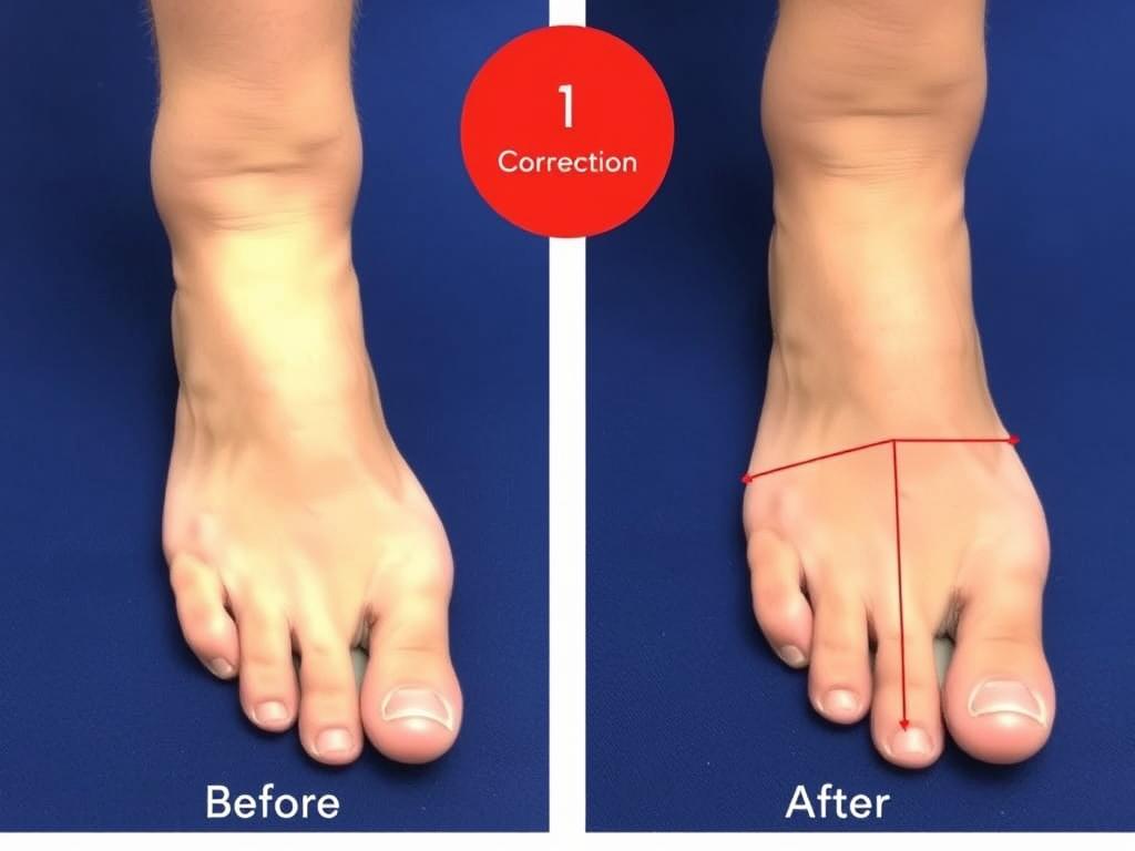 Porównanie stopy przed i po zastosowaniu Hallu Motion
