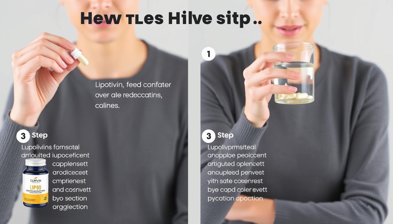 Instrukcja dawkowania suplementu Liposivin z wizualizacją kroków