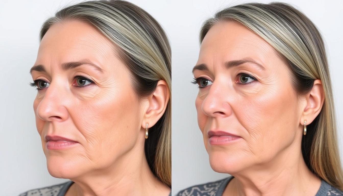 Moveskin Pro - efekt przed i po zastosowaniu kremu przeciwzmarszczkowego