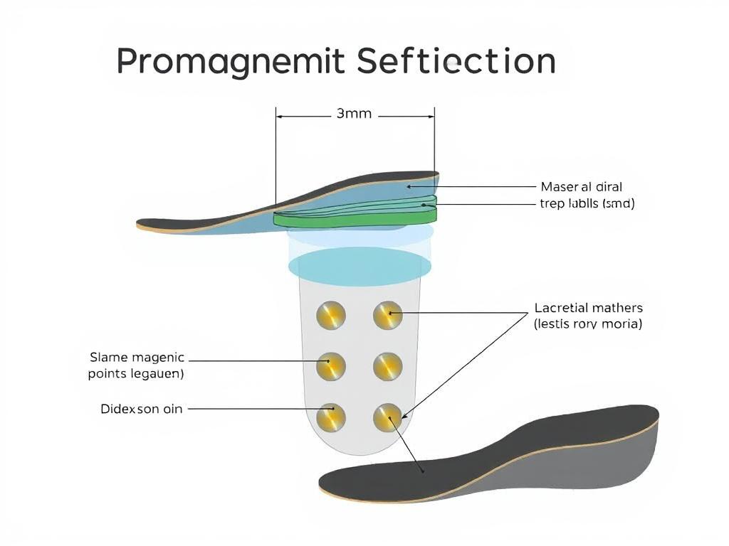 Wkładki Promagnetin z widoczną strukturą i wymiarami