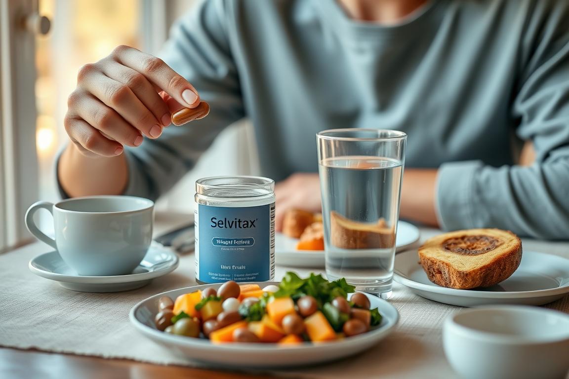 Prikaz pravilnega jemanja Selvitax kapsul