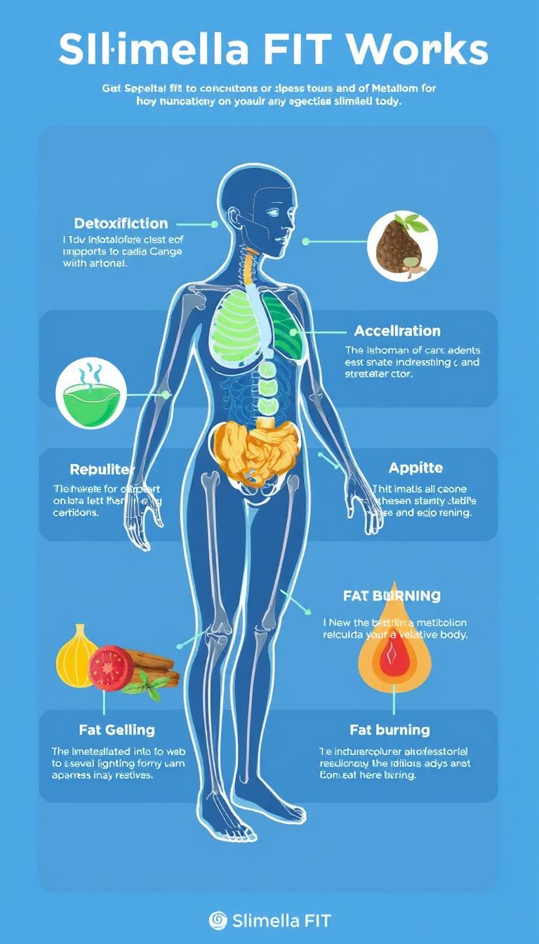 Infografika pokazująca jak Slimella FIT działa w organizmie