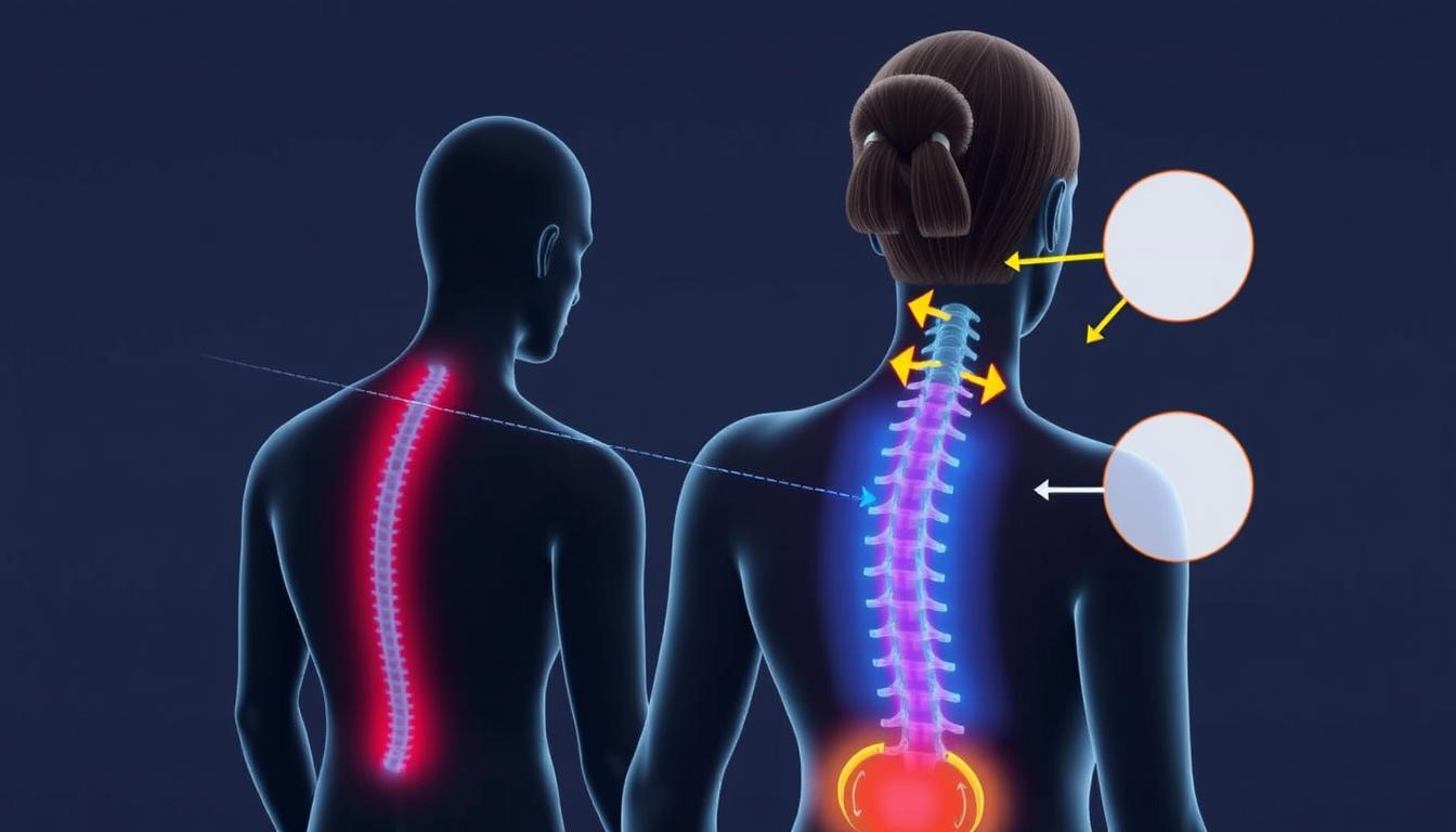 Schemat działania Tanebelt Pro na kręgosłup i okoliczne tkanki