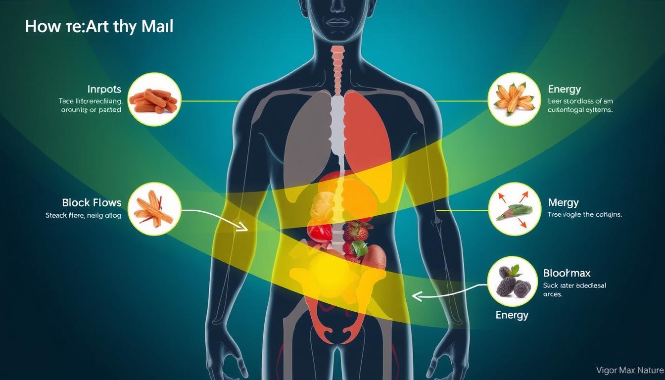 Diagram showing how Vigor Max Nature works in the body