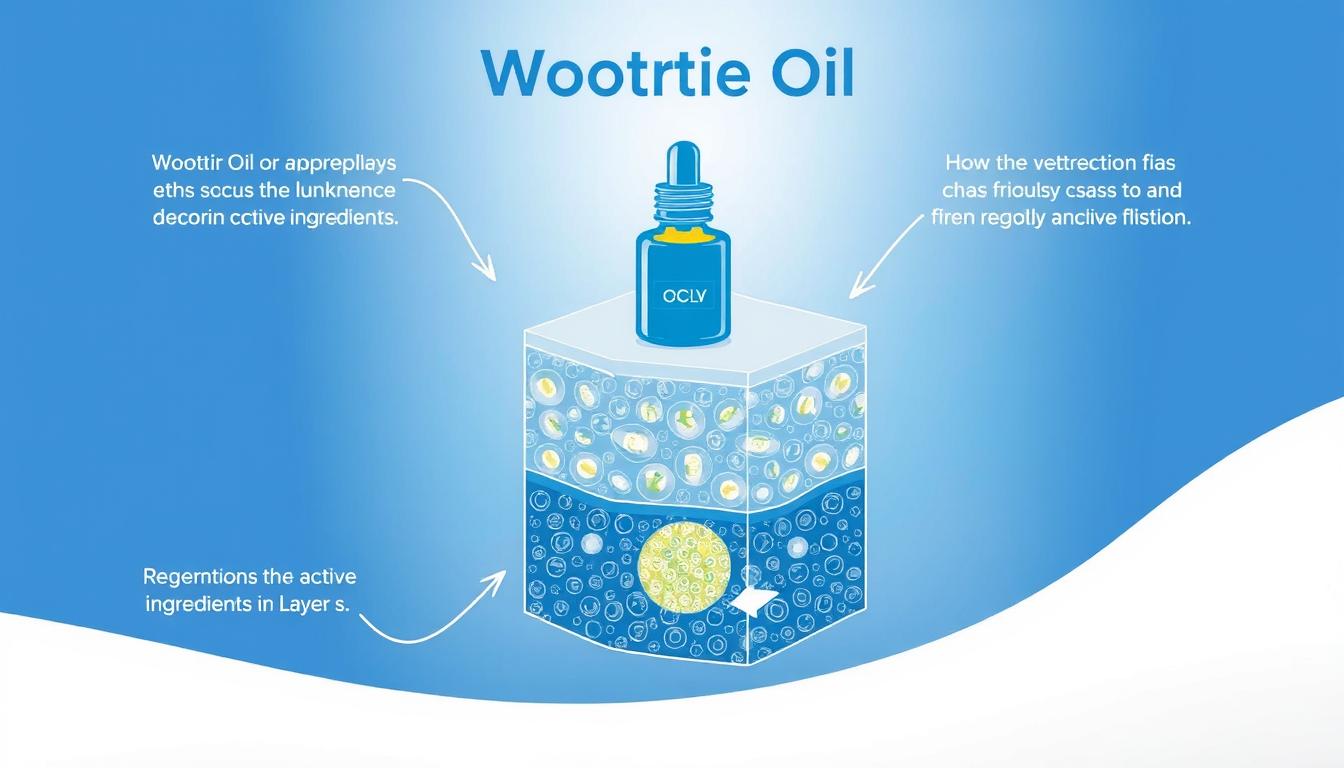 Ilustracja mechanizmu działania Woortie Oil na skórę